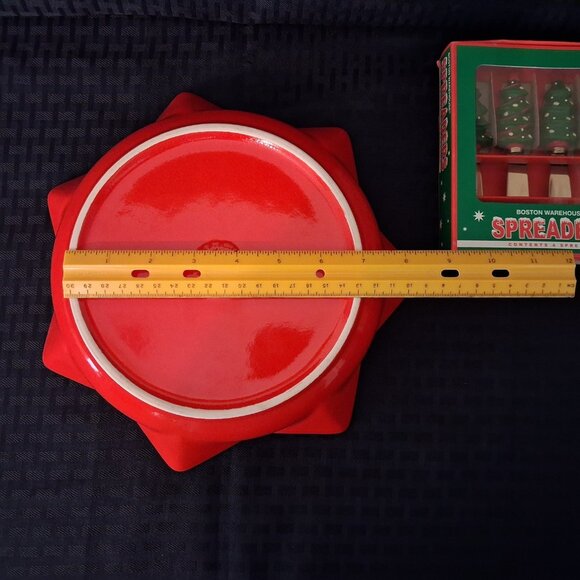 Waechtersbach Germany 10" Star Serving Red Bowl w/ New Cheese Spreaders - Picture 11 of 12